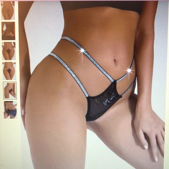 Lace Glitter Tape Thongs Panty- 6 Pair sold as 1 set Size Medium - Picture 2 of 10